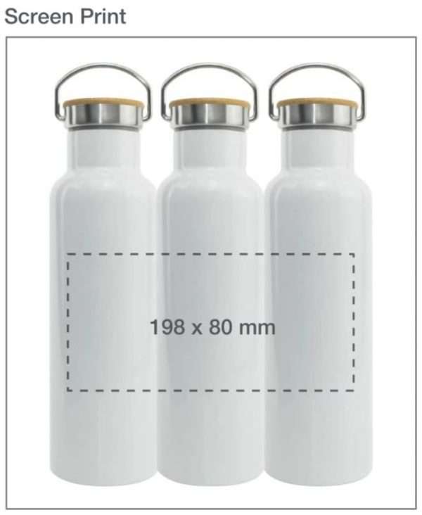 Screen Print Stainless Steel Flask with Bamboo Lid